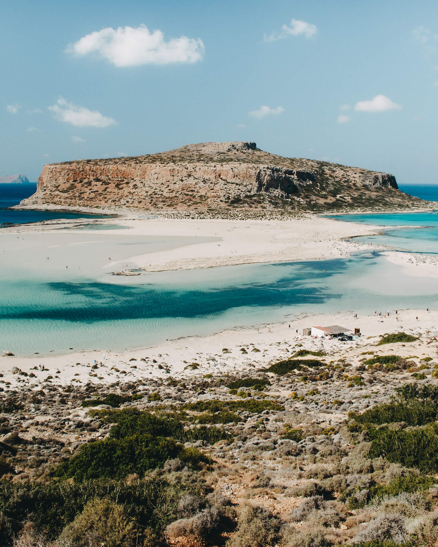 Balos beach, auch der Strand von Balos genannt, liegt im Westen der Insel Kreta.